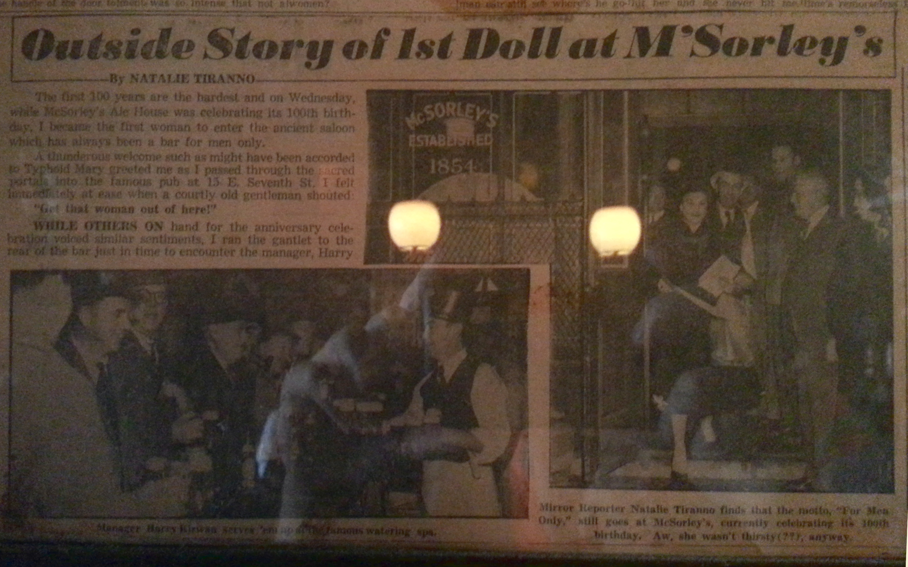 Article about the first woman in McSorley's